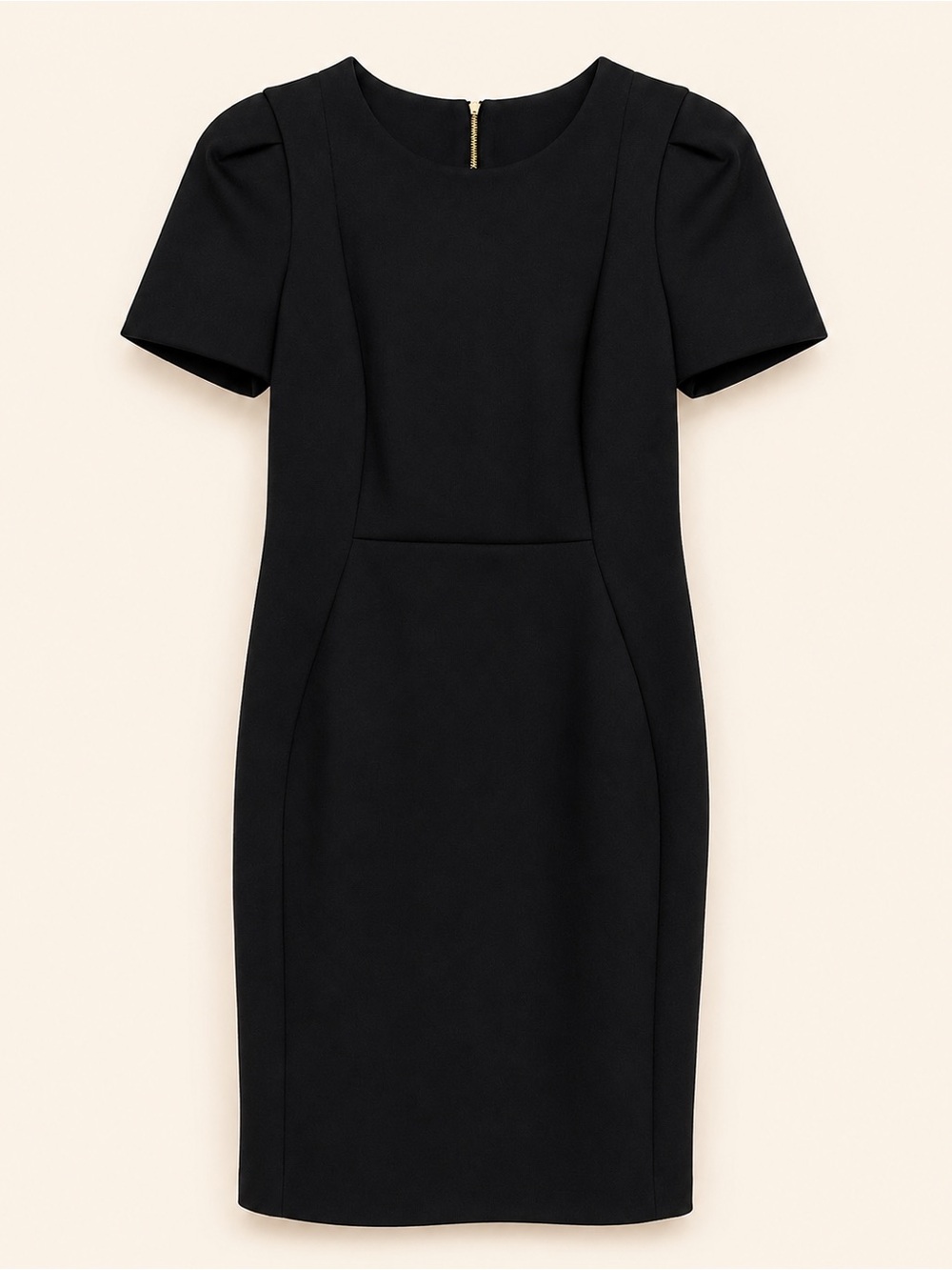 Calvin Klein Black Sheath Dress Gold Back Zipper Size 6